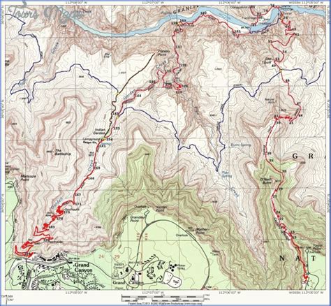 Grand Canyon Hiking Trails Map - ToursMaps.com