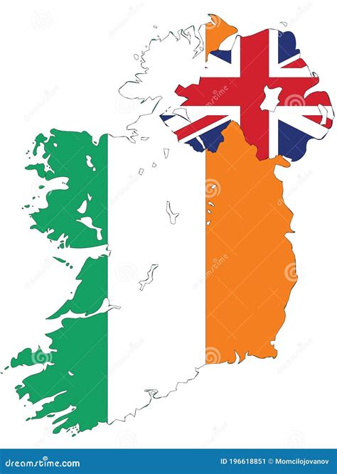 Flag Map of Republic of Ireland and Northern Ireland Stock Vector - Illustration of vector ...