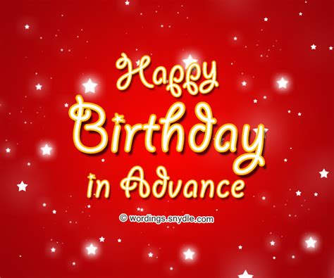 Advance Birthday Wishes, Messages and Advance Birthday Card Wordings ...