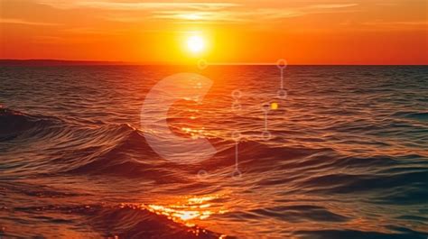 Stunning Ocean Sunset with Waves Crashing on the Beach stock photo ...