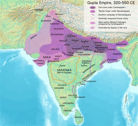 Extent of the Gupta Empire, 320-550 CE (Illustration) - World History Encyclopedia