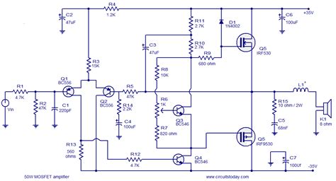 50 Watt MOSFET amplifier | Todays Circuits ~ Engineering Projects