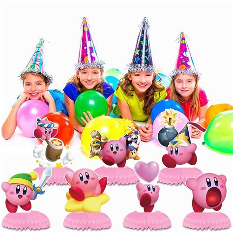 Kirby Birthday Party Decorations, 7Pcs Kirby-Star Theme Honeycomb ...