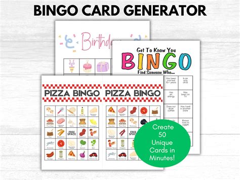 Bingo Card Generator, Editable Bingo Card, DIY Fillable Gae Cards ...