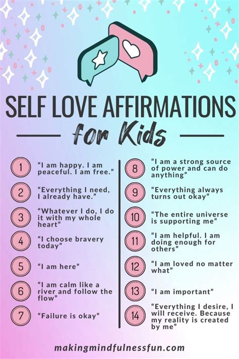 Top 20 Self-Love Affirmations For Kids » Making Mindfulness Fun