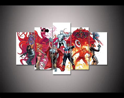 Marvel poster 5 panel HD printed canvas print painting Marvel ...