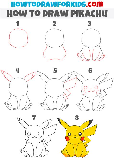 Easy To Draw Pikachu - Pikachu Draw Easy Step Drawing Pokemon Cute Drawingnow Eyes Color Small ...
