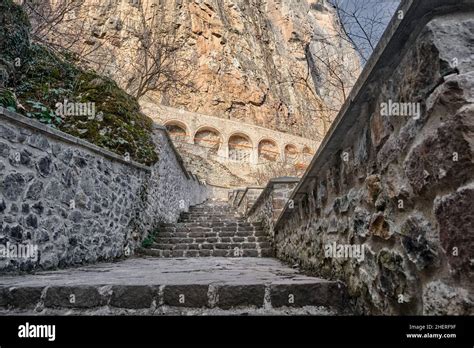 Sumela monastery, low angle photo from stone stairs, local name is ...