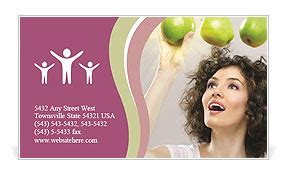 A woman holding two green apples in her hand Business Card Template & Design ID 0000063011 ...