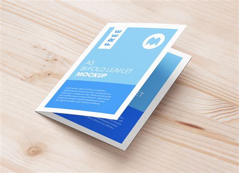 Free A5 Bi-Fold Brochure / Leaflet / Pamphlet Mockup PSD Set - Good Mockups