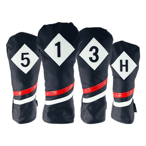 RAM GOLF PREMIUM VINTAGE STYLE PU LEATHER HEADCOVERS SET, RETRO BLACK, DRIVER, WOODS, HYBRID (1 ...