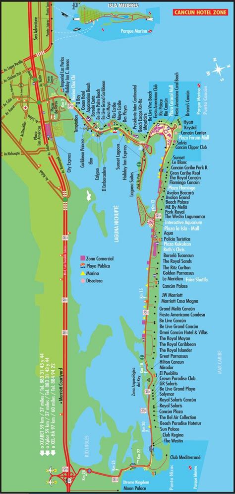 Cancun Hotel Zone Map | Mapa de cancún, Hoteles en cancun, Cancún