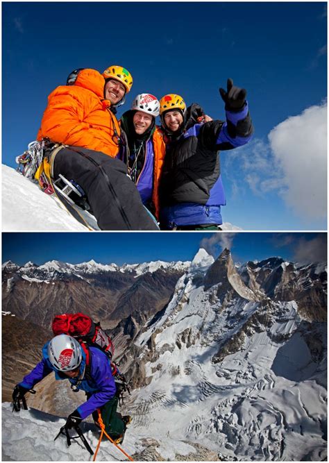 First ascent of the Shark's Fin route, Meru Peak: American explorers and friends Conrad Anker ...