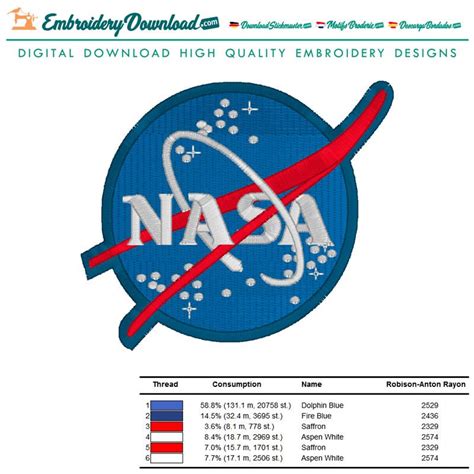 Nasa Logo 2 Embroidery Design Download - EmbroideryDownload