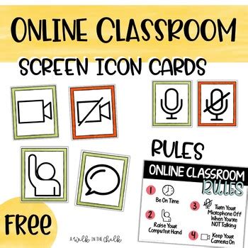 Online Classroom | Screen ICON Cards | Class Rules by Kristen Vibas