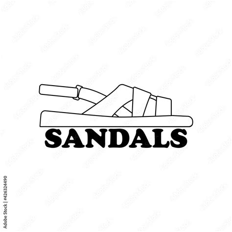 Sandals logo design. Side view. Shoes symbol vector clipart and drawing on white background ...