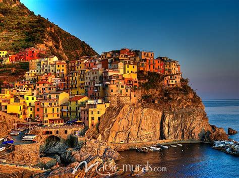 Sunset On Manarola, Italy Wallpaper Mural by Magic Murals