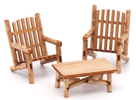 1:48 Log Cabin Chairs and Coffee Table Kit NEW! | Stewart Dollhouse Creations