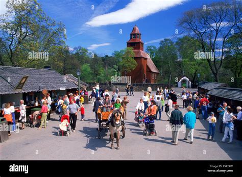 Open air museums, zoo, rides and shops at Skansen theme park in Stock ...