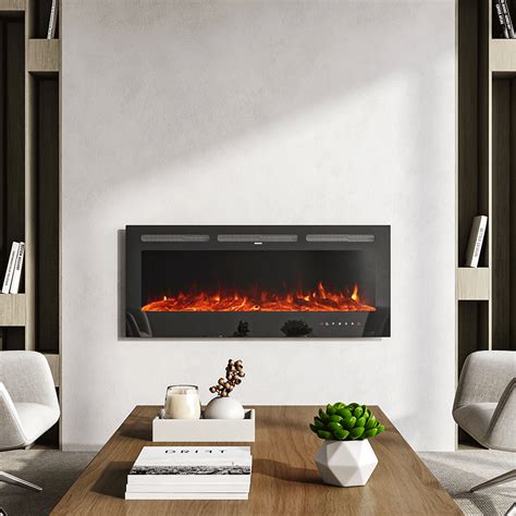60 Inch Wall-Mounted Electric Fireplace with LED Flame Effects & Remote Control | Smallbee UK ...