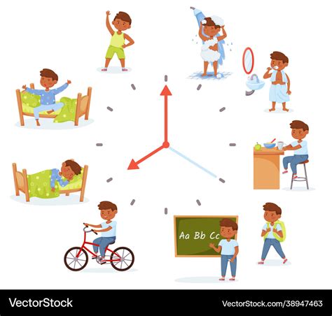 Cartoon little school boy activities child daily Vector Image