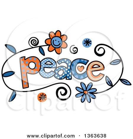 Clipart of Colorful Sketched Peace Word Art - Royalty Free Vector Illustration by Prawny #1363638