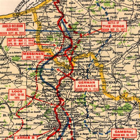 WWI Map of the Western Front 1914-1918 | Battlemaps.us