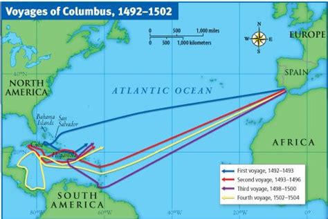 Map of Christopher Columbus' Voyage