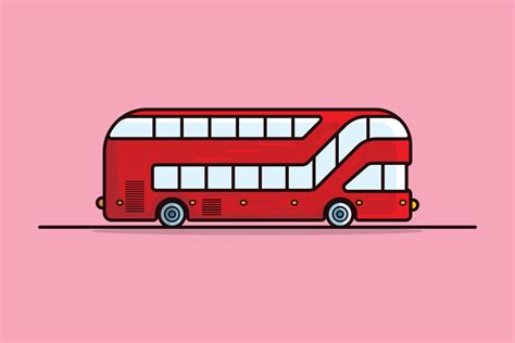 Red Double Decker Bus vector illustration. Bus transportation icon ...