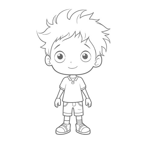 Cartoon Boy Coloring Page Outline Sketch Drawing Vector, Drawing Clipart, Cartoon Clipart, Boy ...