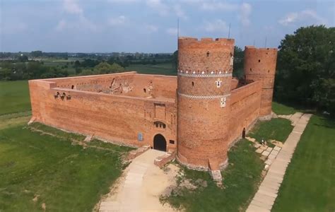 an aerial view of a large brick castle