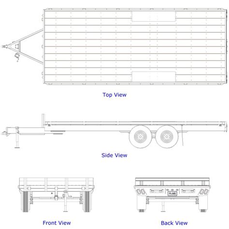 10000 lbs Flat Deck Trailer Plans – 8.5' x 20', w/ Ramps & Options