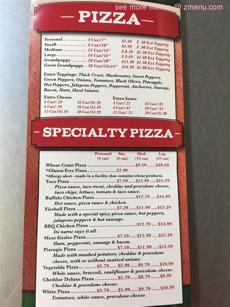 Menu at Pappy's Pizza & Subs pizzeria, Connellsville