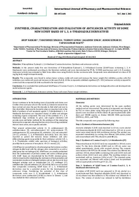 (PDF) Synthesis, characterization and evaluation of antibacterial & anti-fungal activity of 2, 5 ...