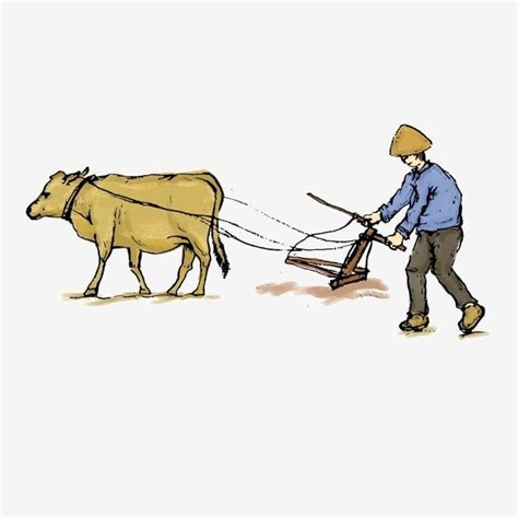 Farmers Who Are Ploughing The Field, Cartoon, Plowing Field, Farmer PNG Transparent Clipart ...