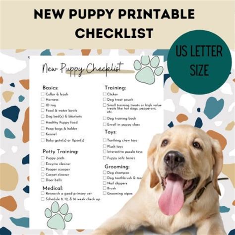 New Puppy Essentials Checklist Minimal Printable Pet Checklist, Puppy ...