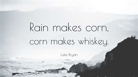 Luke Bryan Quote: “Rain makes corn, corn makes whiskey.”