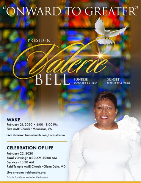 Celebration of Life of Arrangements for Connectional Lay Organization President Valerie Gary ...