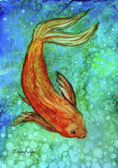 Swimming Koi Goldfish Painting by Elaine Hodges - Fine Art America