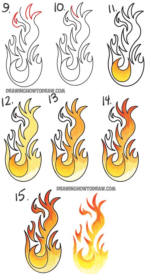 How to Draw Flames and Drawing Cartoon Fire Drawing Tutorial – How to Draw Step by Step Drawing ...