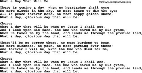 Baptist Hymnal, Christian Song: What A Day That Will Be- lyrics with PDF for printing