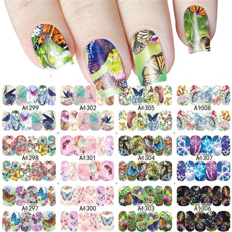 Butterfly Pattern Nail Stickers Nail Art Decorations Transfer Water ...