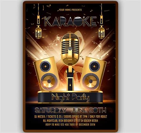 Karaoke Party Invitation, Karaoke Birthday Party Flyer, Gold Karaoke ...