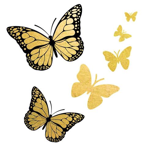 2 PACK Monarch Butterflies | Metallic tattoo temporary, Black butterfly tattoo, Yellow butterfly ...