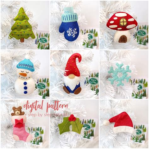 Felt Christmas Ornament Patterns - 10 Piece Bundle - The Yellow Birdhouse