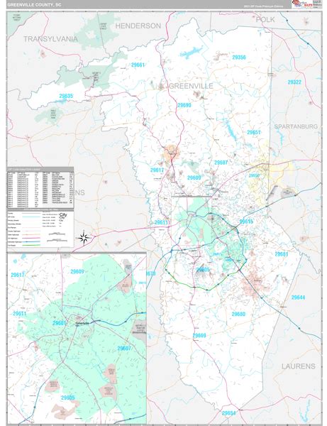 Greenville County, SC Wall Map Premium Style by MarketMAPS - MapSales