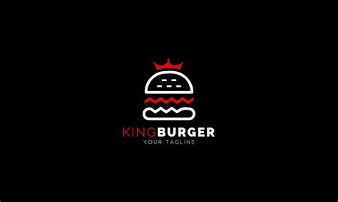 Burger crown logo design. Vector illustration of cheese burger with ...