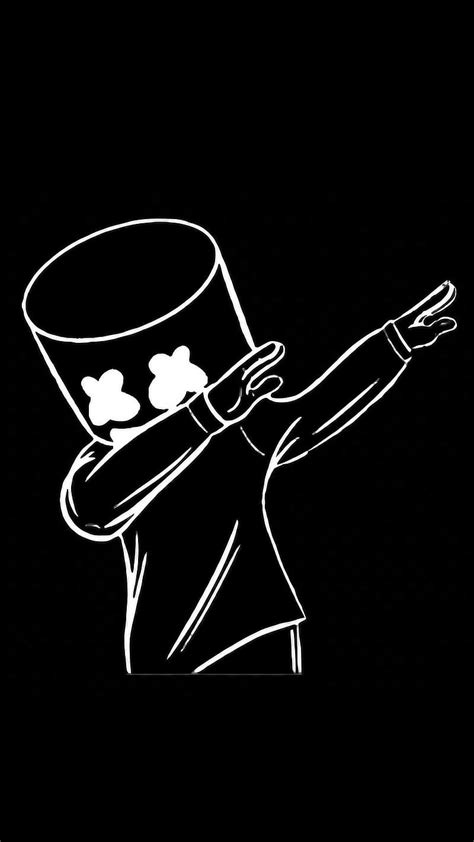 Black Line Emoji Art, Marshmello Dab, art work, HD phone wallpaper | Peakpx