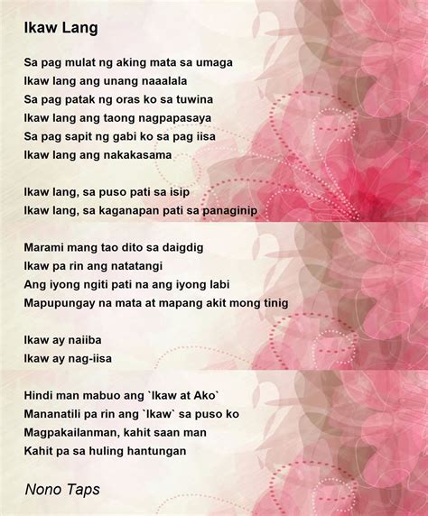 Ikaw Lang Poem by Nono Taps - Poem Hunter