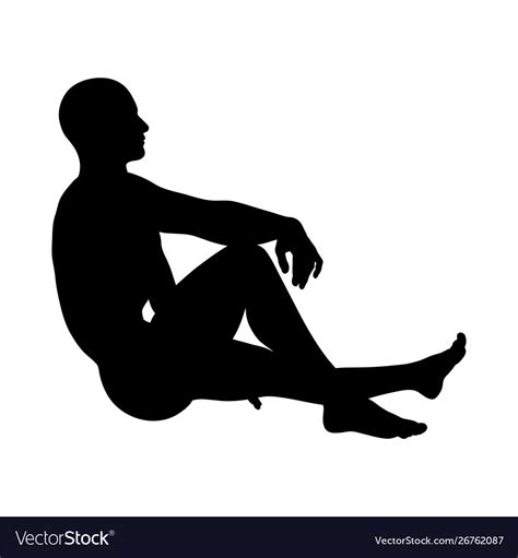 Sitting pose man silhouette Royalty Free Vector Image